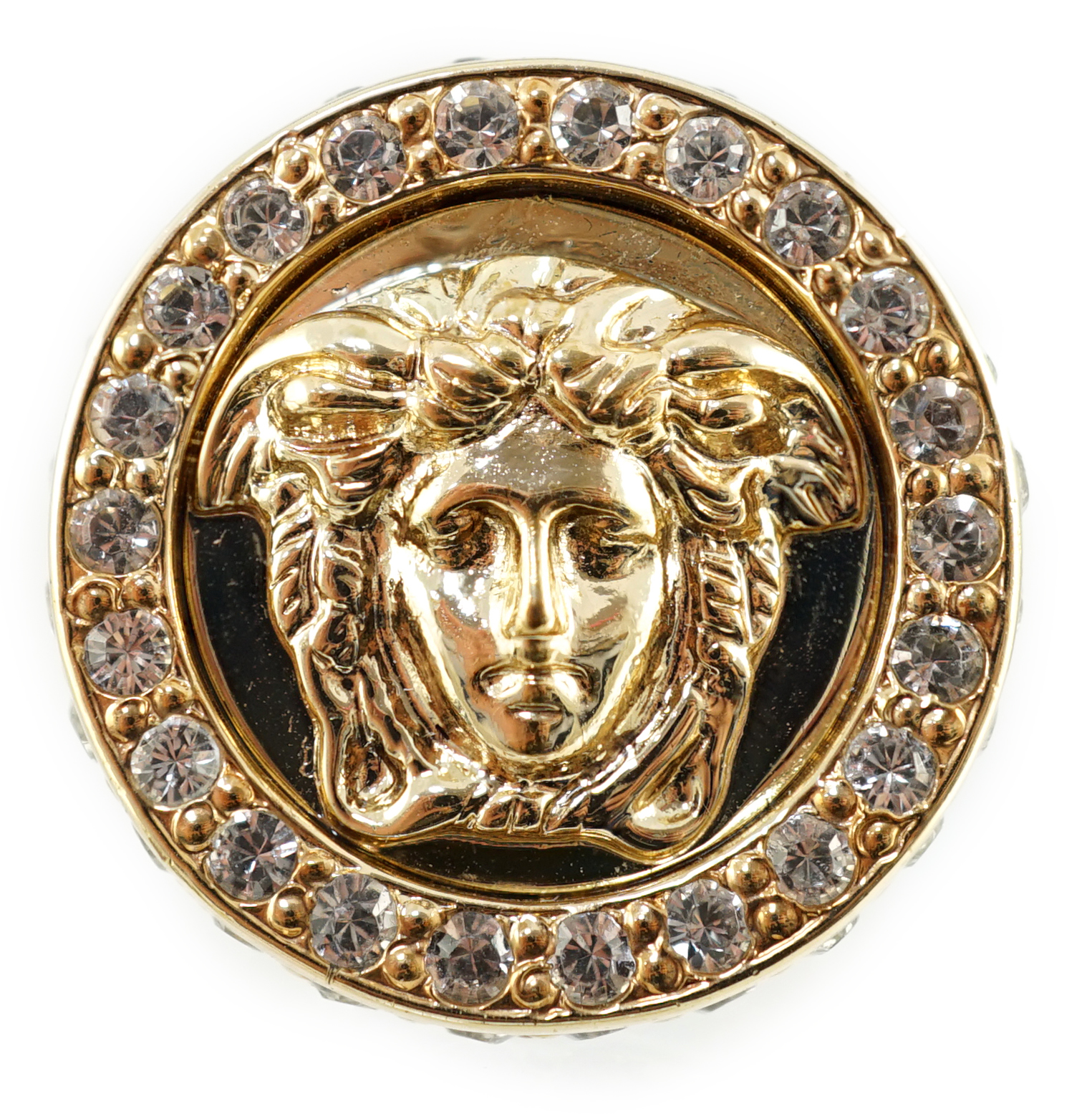 A Versace Medusa crystal Ring, Size N/O